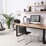 Modern,computer,on,table,in,office,interior.,stylish,workplace
