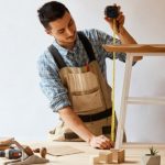 Hand,made,furniture,concept, ,caucasian,male,woodworker,in,apron